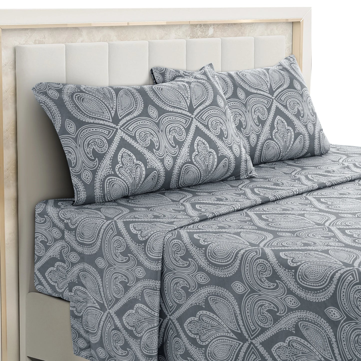 Lux Decor Paisley Bed Sheet Set Microfiber Wrinkle Resistant