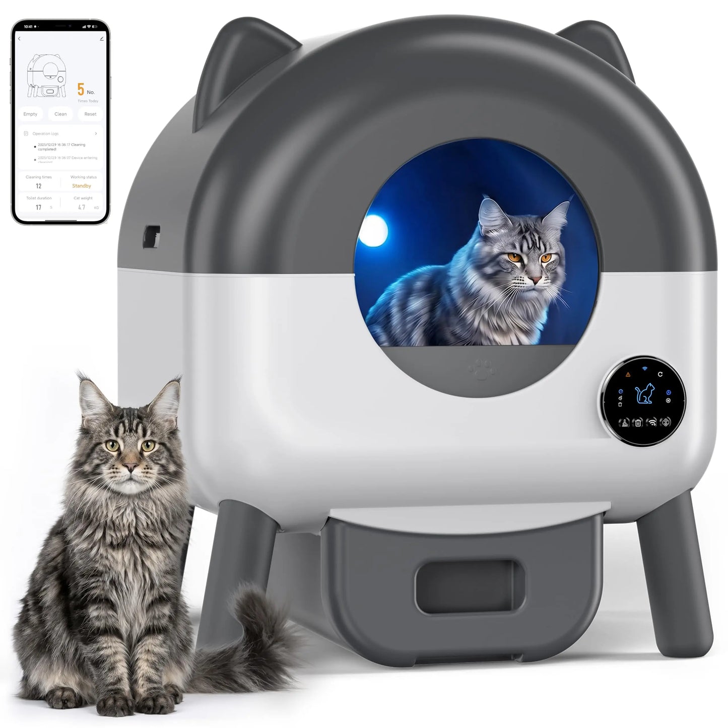HiMISS Automatic Self Cleaning Cat Litter Box App Controlled