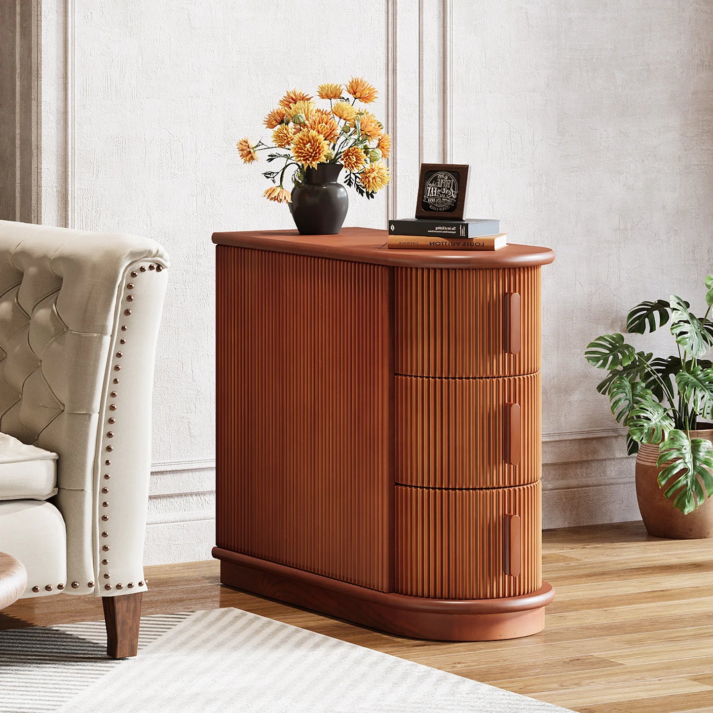 Tribesigns Solid Wood End Table Drawers Modern Sofa Table