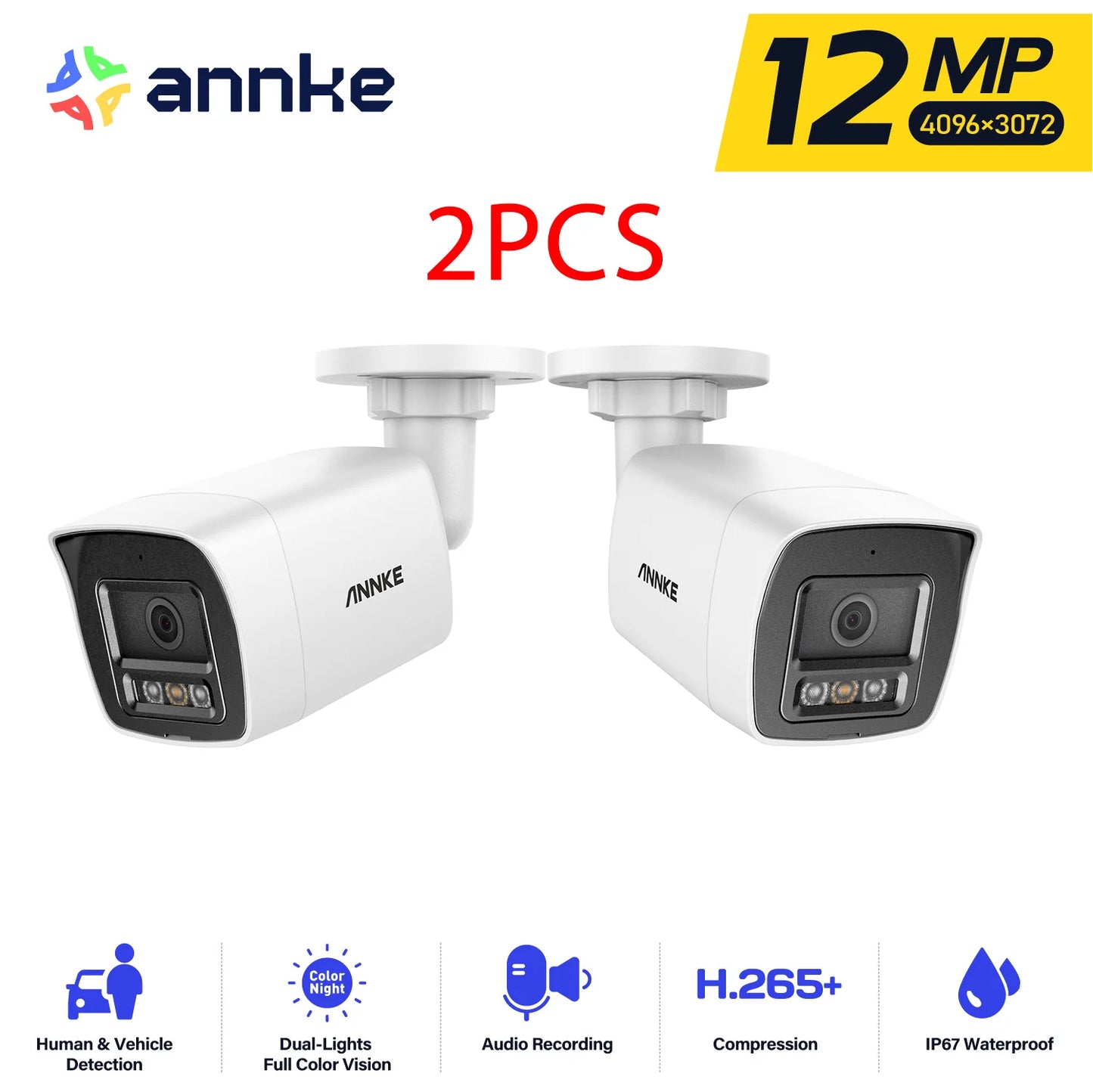 ANNKE 12MP PoE IP Camera Dual Light Built-In Mic Security