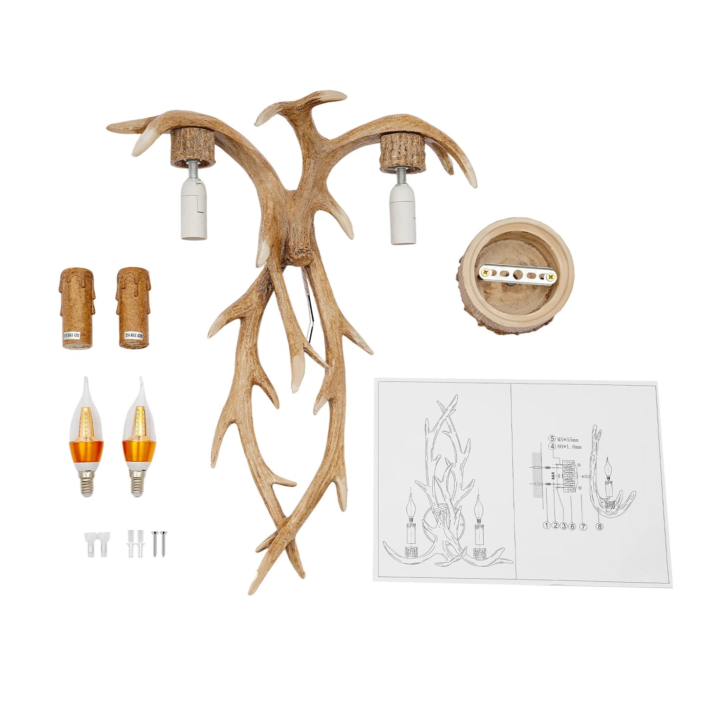 Antler Wall Lamp With Retro LED 110V Resin Iron Fixture