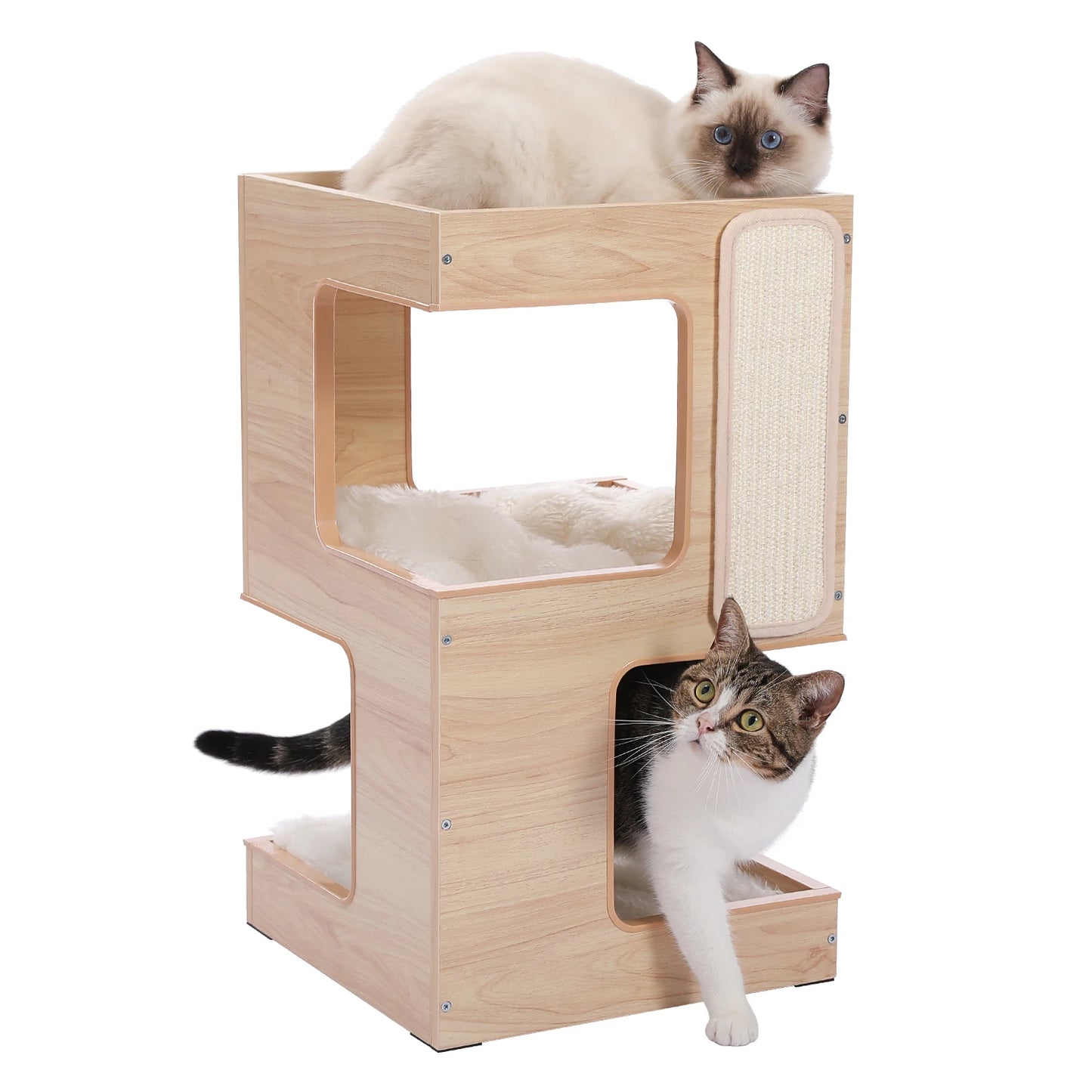 PAWZ Road Wood Cat Condo Bed With Removable Soft Mats