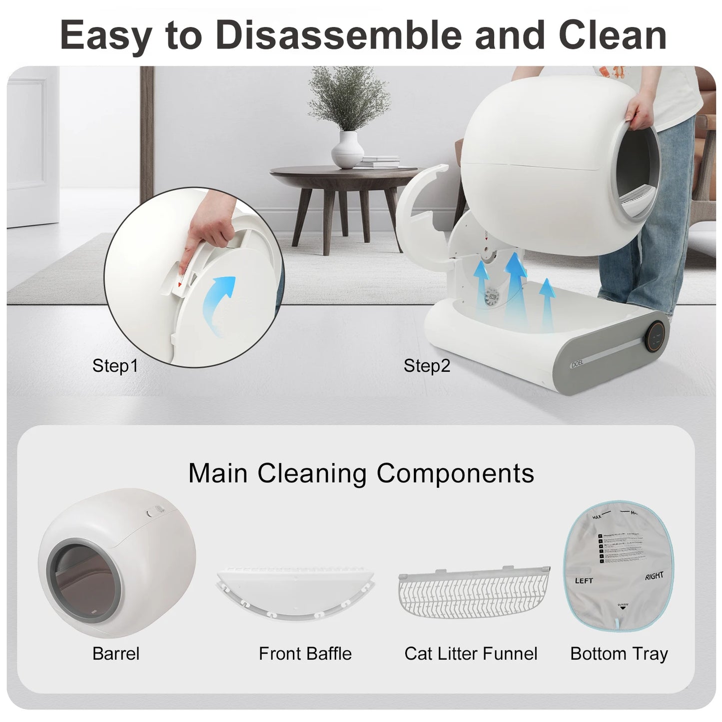 DOEL Self Cleaning Cat Litter Box With App Control WiFi