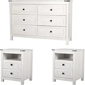 RBXC 6 Drawer Dresser And 2 Nightstands Bedroom Furniture Set