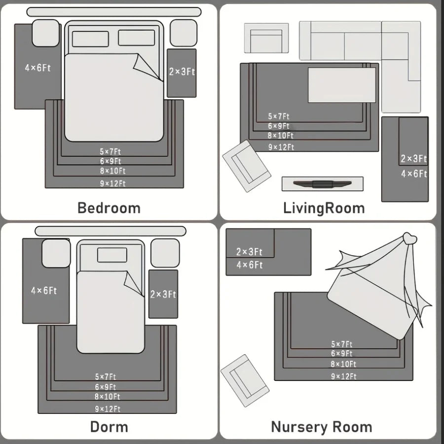 Plush Geometric Area Rug For Living Room And Bedroom Decor