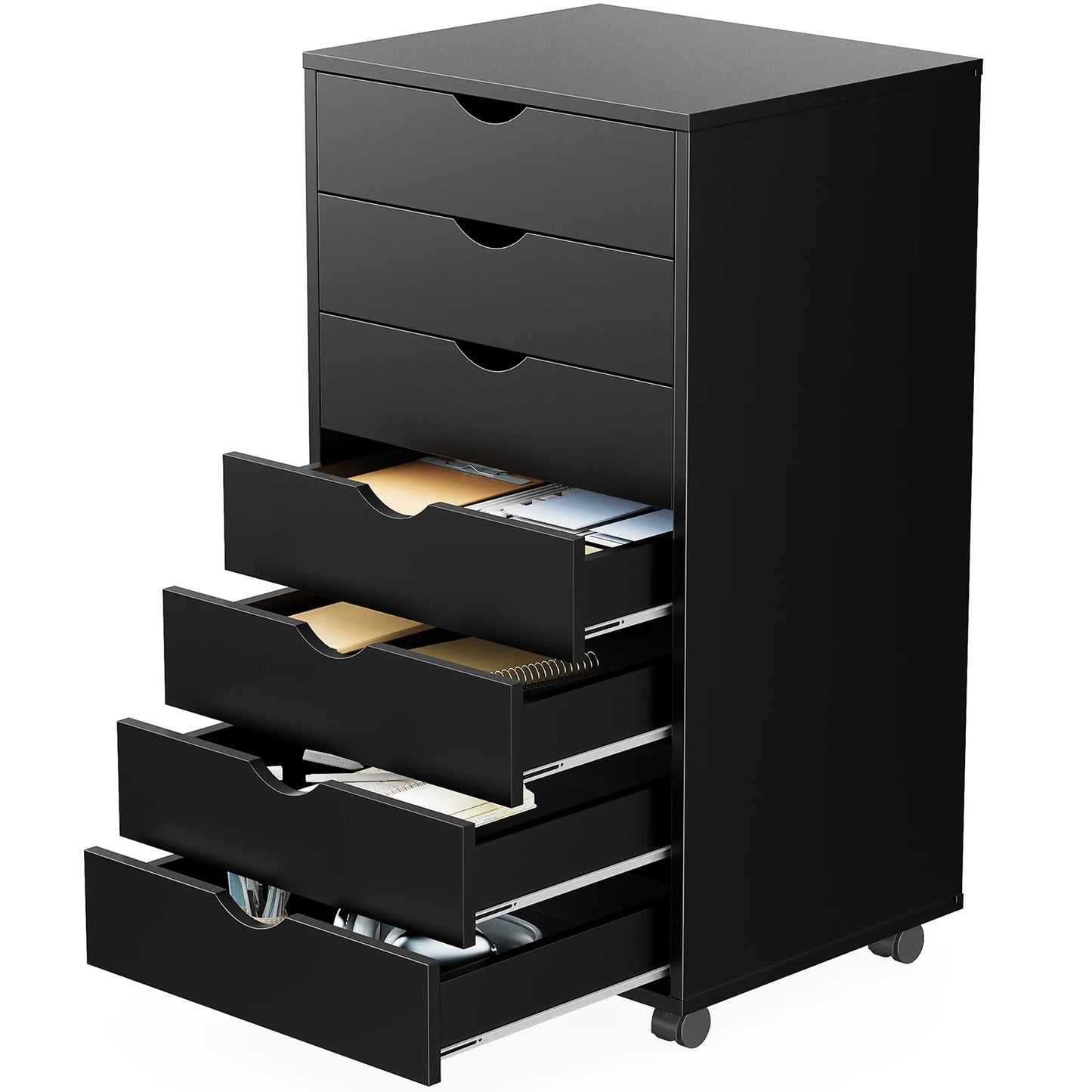 JHK Seven Drawer Chest Nightstand Storage Cabinet On Wheels