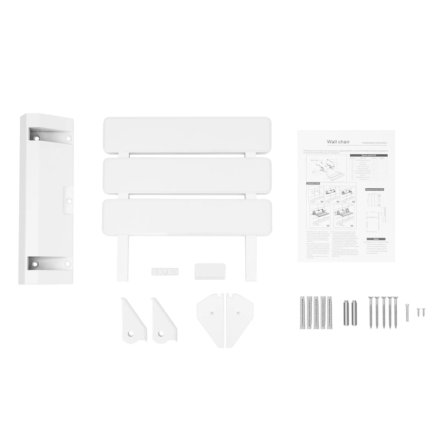 90 Degree Folding Shower Seat Wall Mounted Aluminum Bench