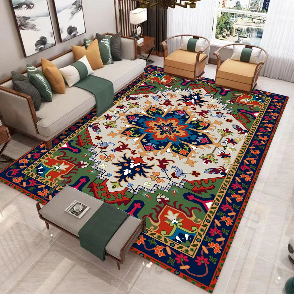 European Retro Living Room Rug Non Slip Washable Soft Mat