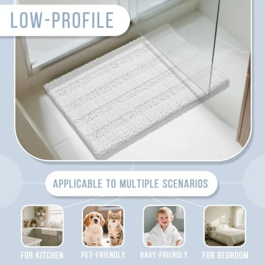 Ultra Plush Chenille Bath Mat Non Slip And Super Absorbent