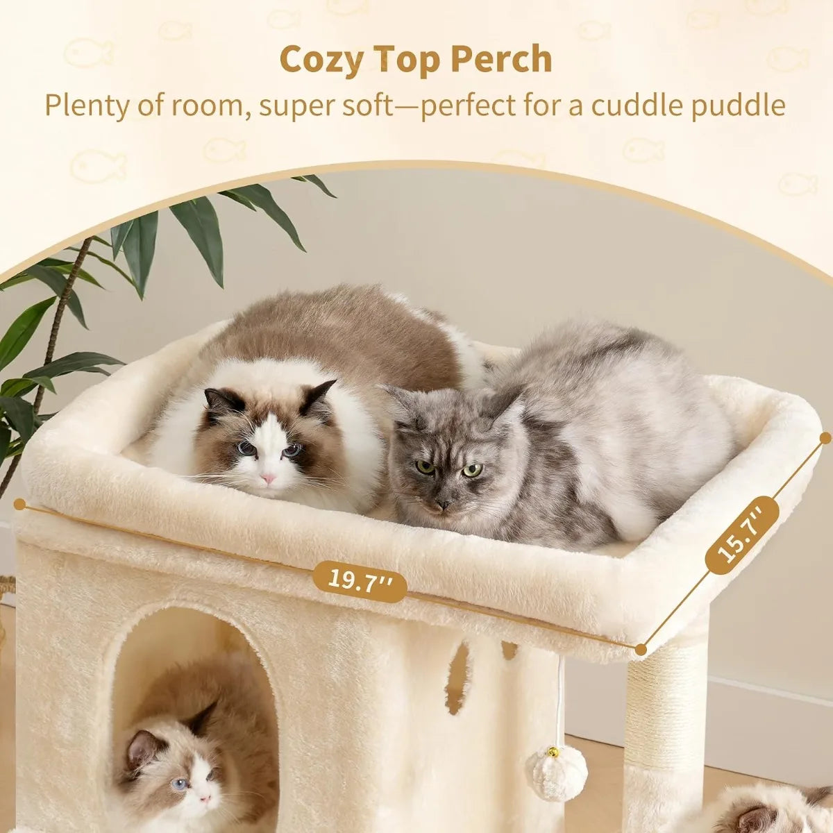 NBVCX Cat Tower With Large Perch And Dual Condos Premium