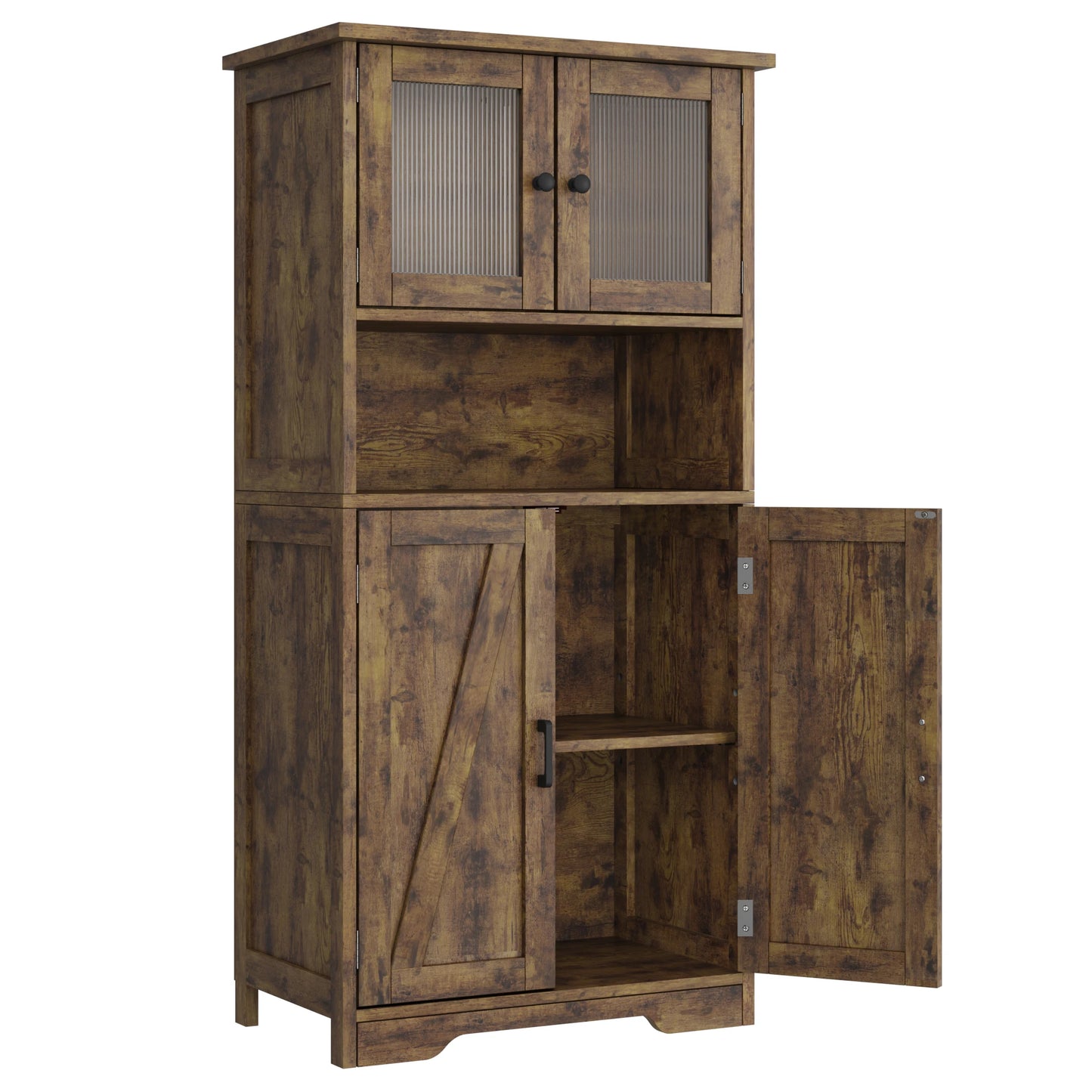 HobbyLane Free Standing Kitchen Pantry Cabinet With Four Doors