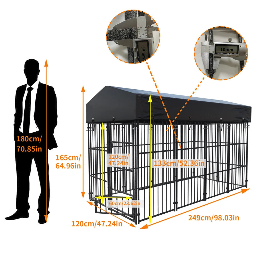 BORWART Heavy Duty Dog Kennel Welded Metal Playpen Roof Cover