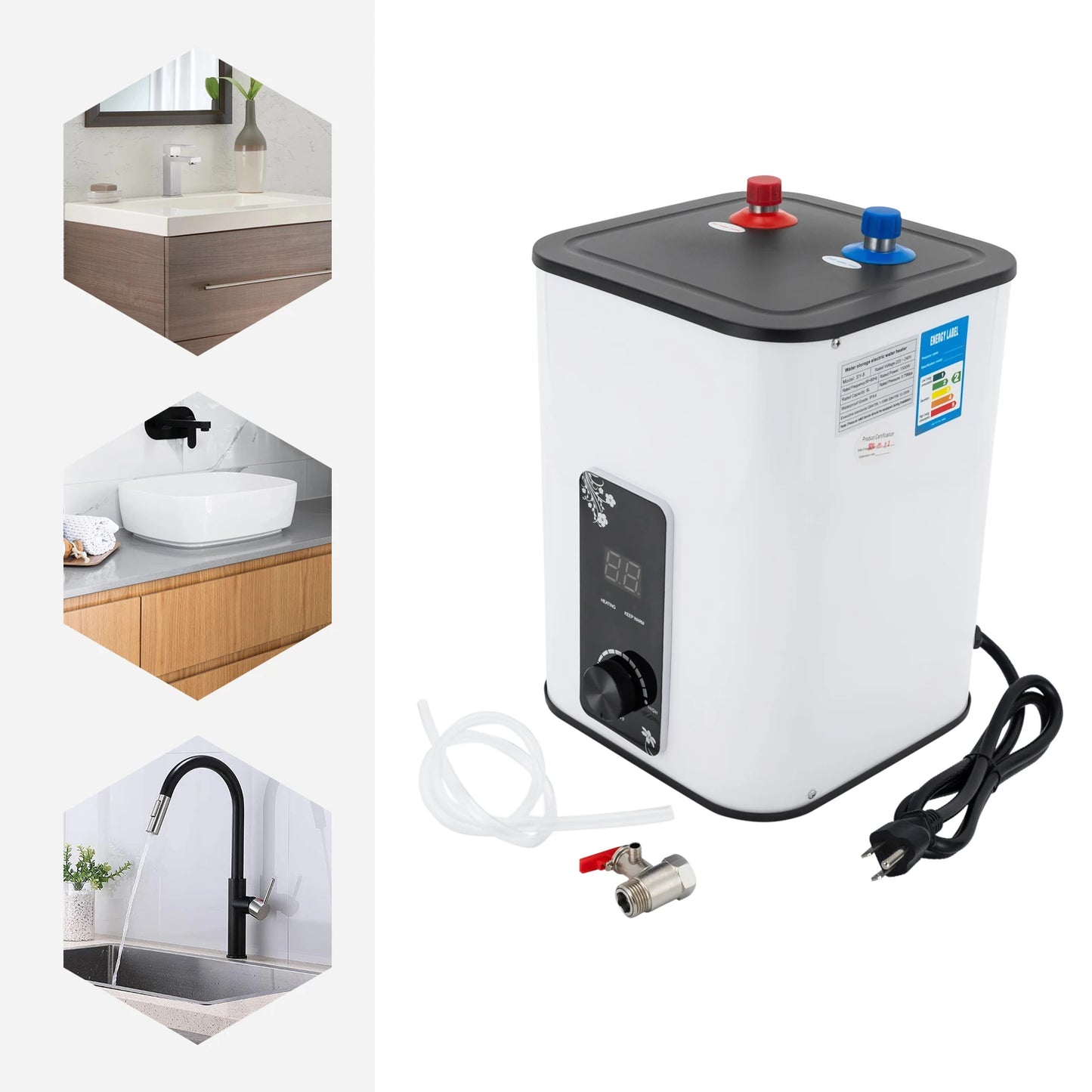 1500W 8L Under Sink Electric Water Heater Stainless Steel SY8