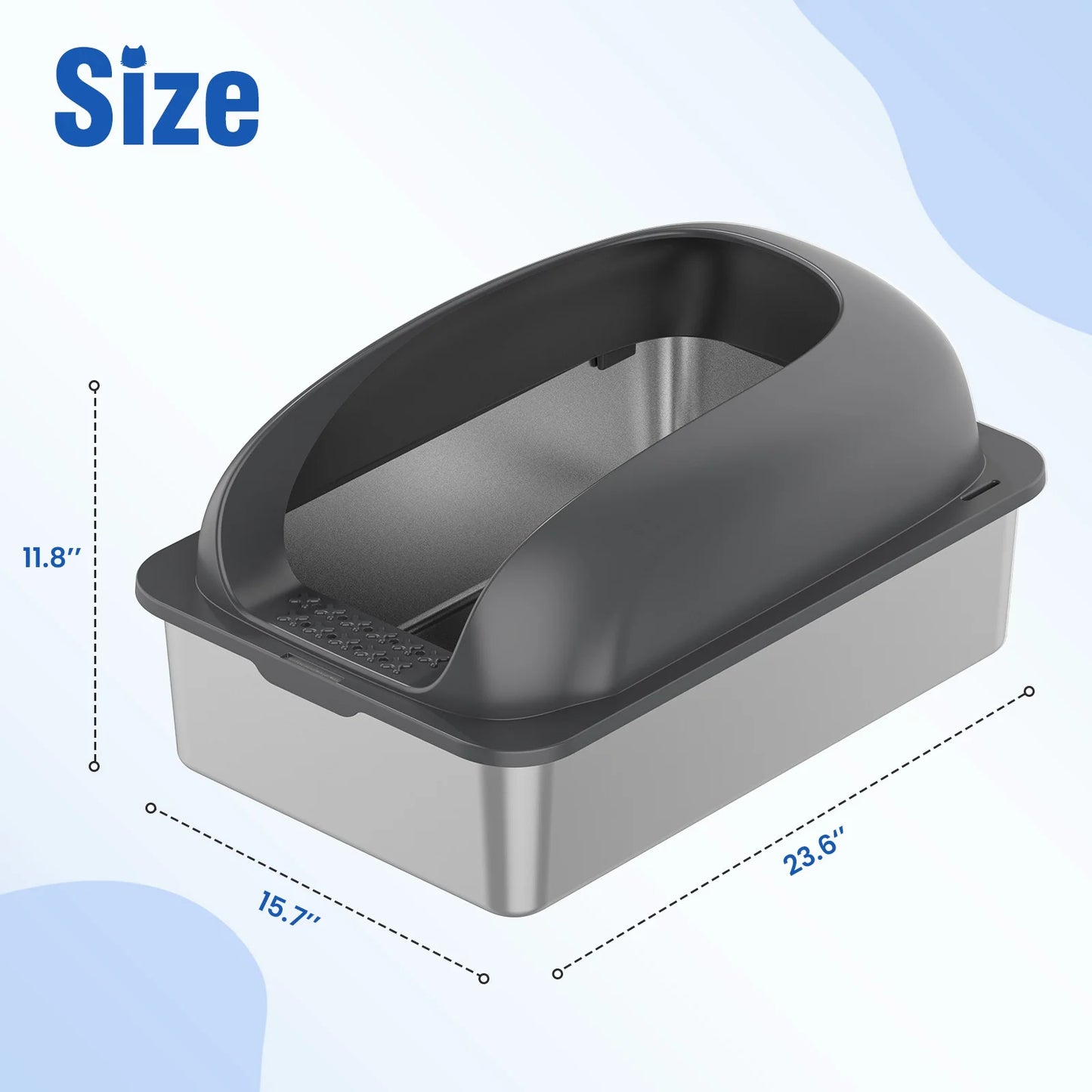 Stainless Steel Cat Litter Box With Lid For Large Cats Scoop Mat Included
