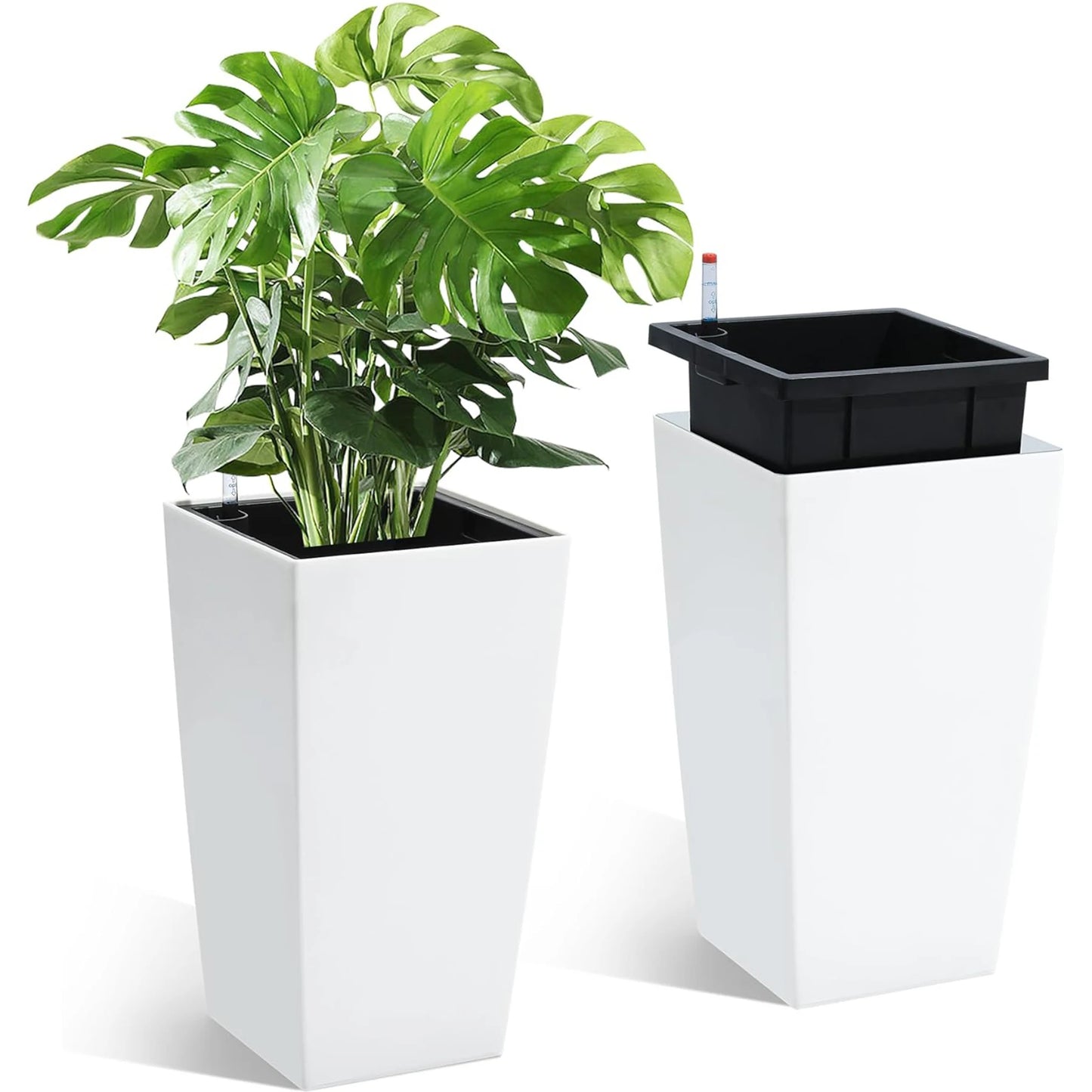 HiMISS Self Watering Planters Set Of 2 For Indoor And Outdoor Use