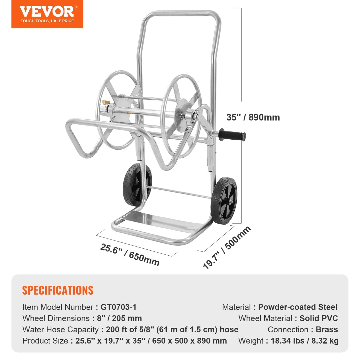 SucceBuy Steel Hose Reel Cart Heavy Duty Garden Watering Basket