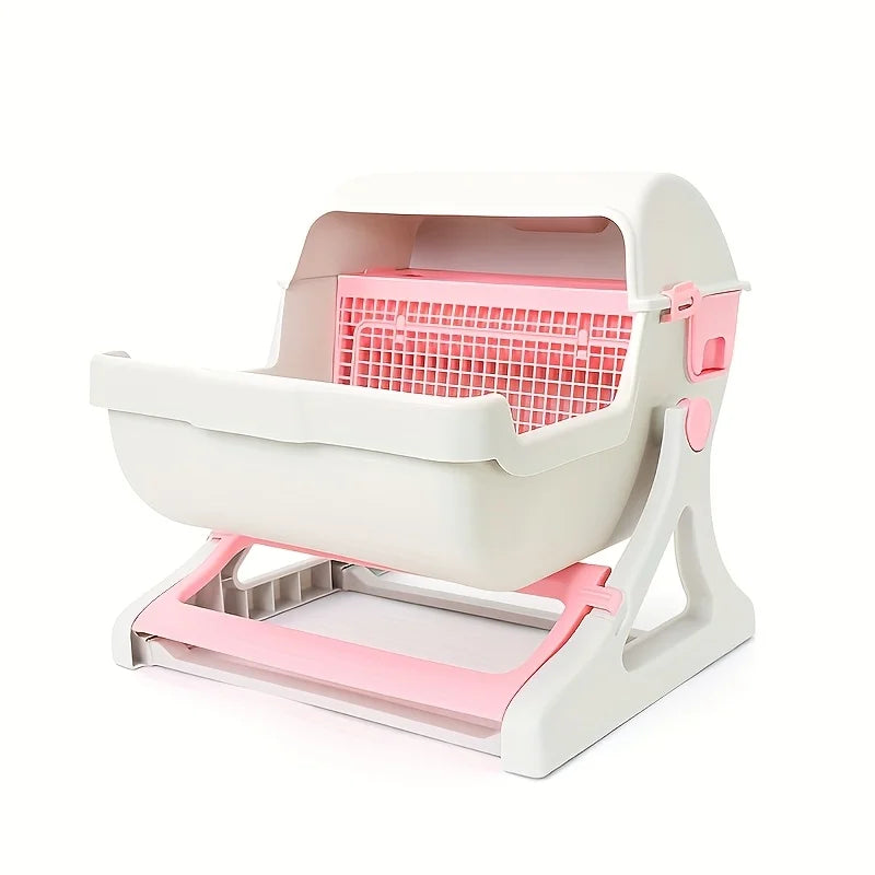 Lazy Cat Litter Box Odor Proof Leak Proof Durable Design With Removable Grid