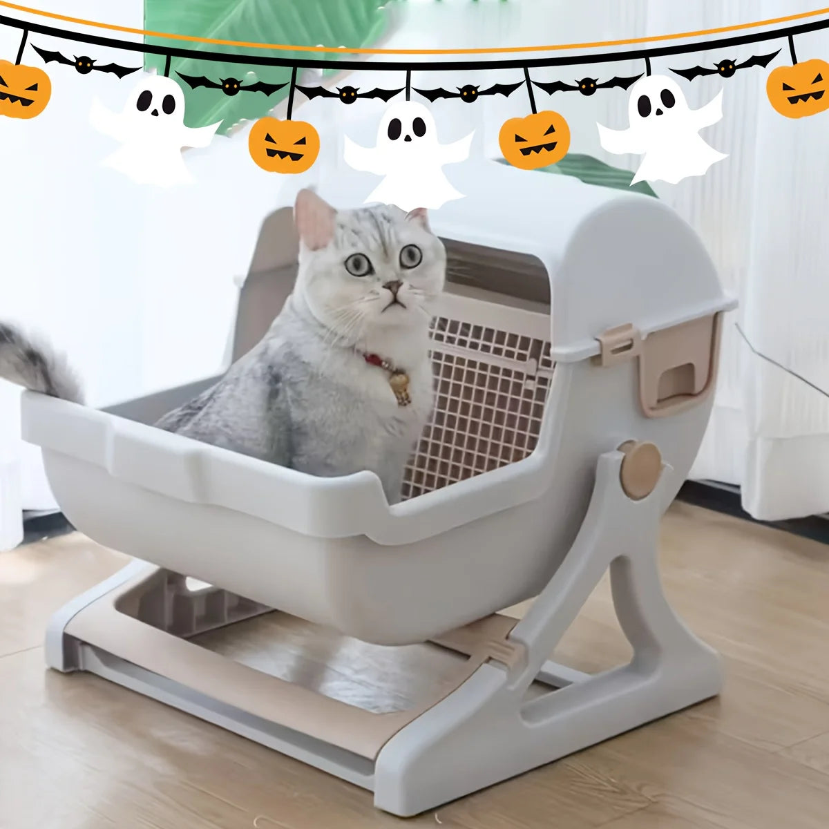 Lazy Cat Litter Box Odor Proof Leak Proof Durable Design With Removable Grid