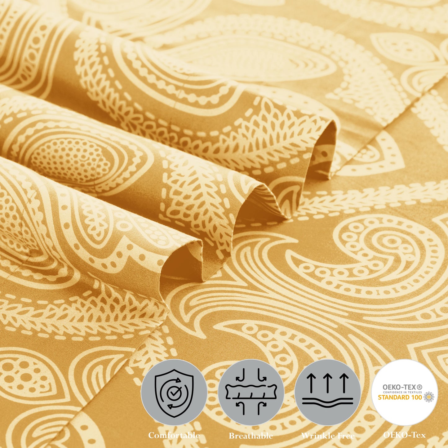 Lux Decor Paisley Bed Sheet Set Microfiber Wrinkle Resistant