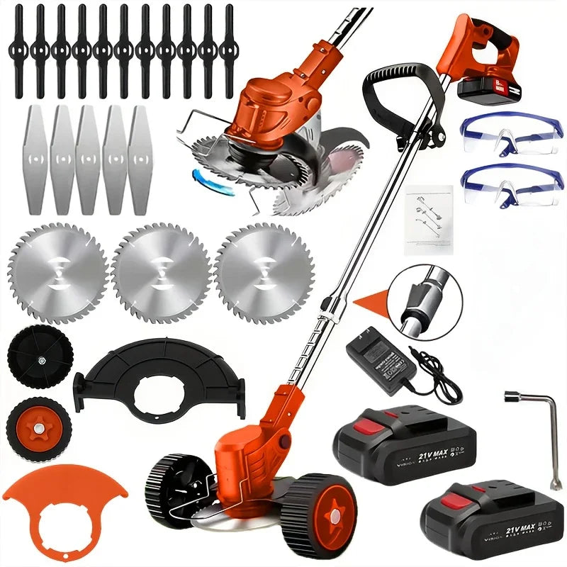 Cordless Lawn Trimmer And Edger With Brush Cutter And Mower