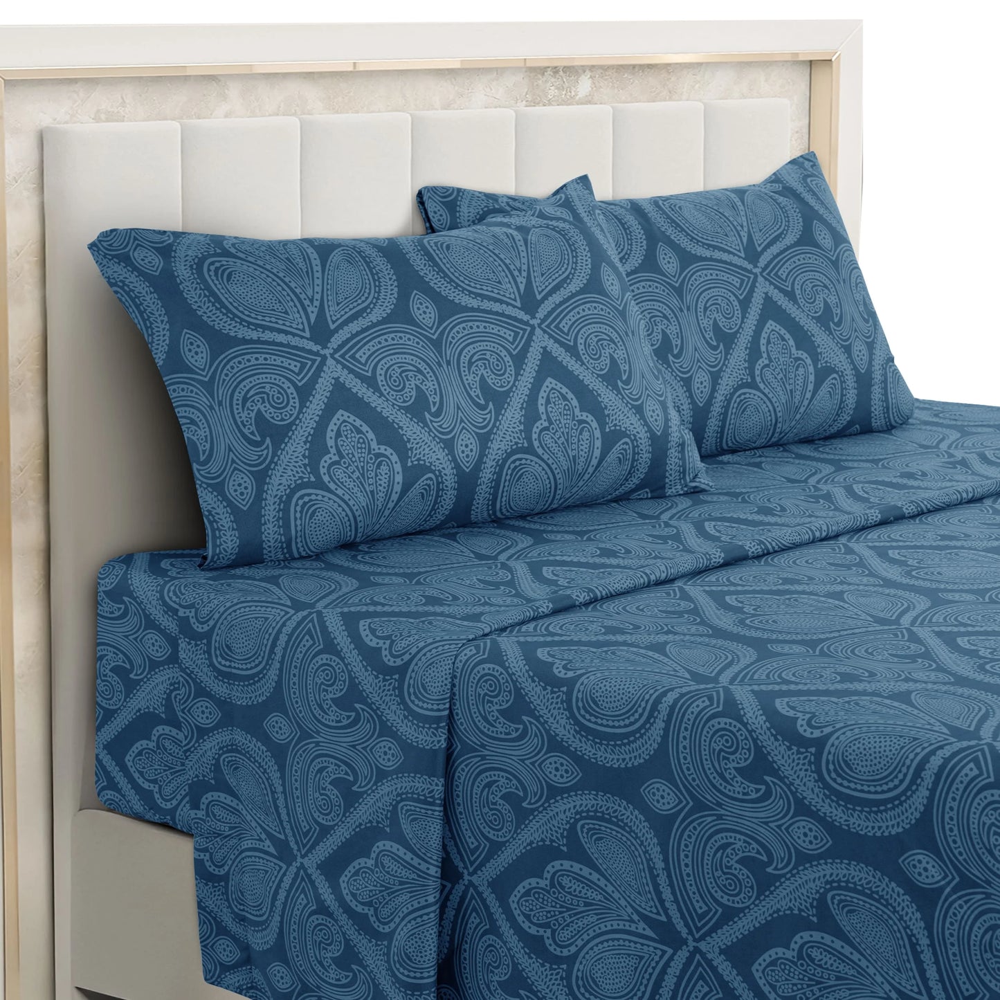 Lux Decor Paisley Bed Sheet Set Microfiber Wrinkle Resistant