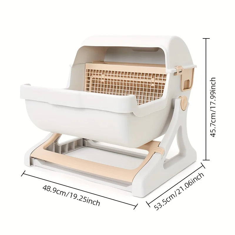 Lazy Cat Litter Box Odor Proof Leak Proof Durable Design With Removable Grid