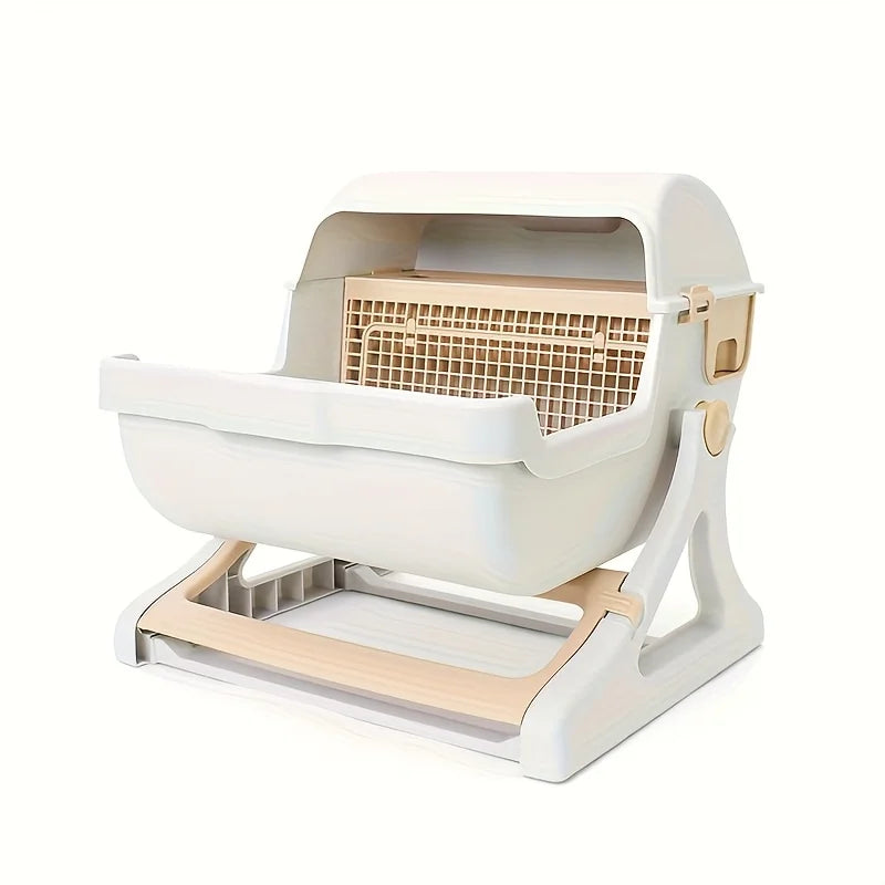 Lazy Cat Litter Box Odor Proof Leak Proof Durable Design With Removable Grid