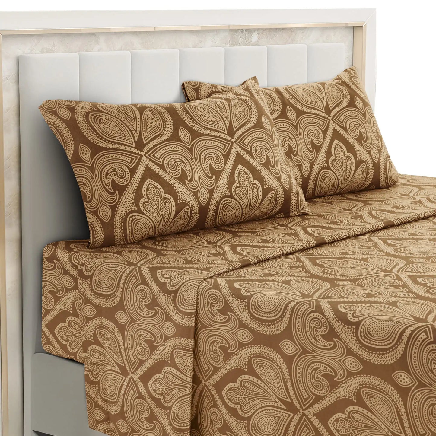 Lux Decor Paisley Bed Sheet Set Microfiber Wrinkle Resistant