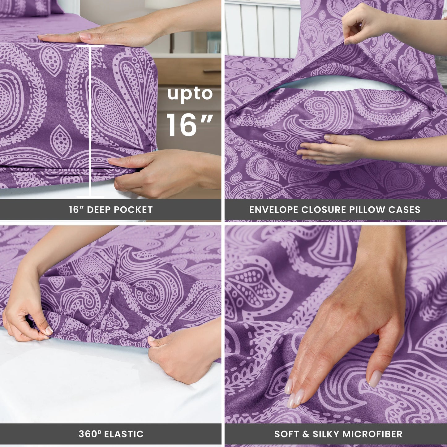 Lux Decor Paisley Bed Sheet Set Microfiber Wrinkle Resistant
