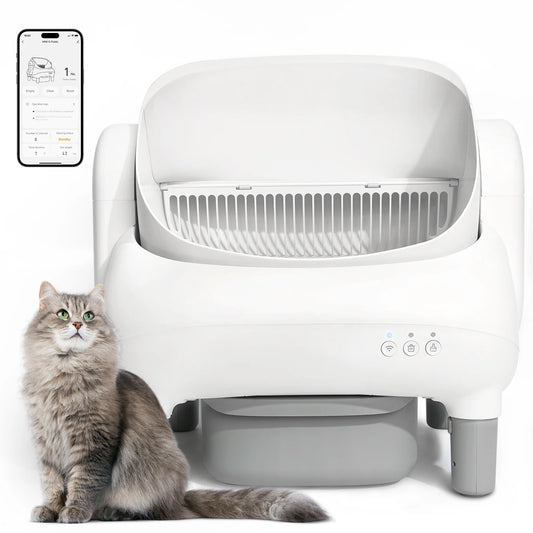 Open Top Self Cleaning Cat Litter Box With App Control