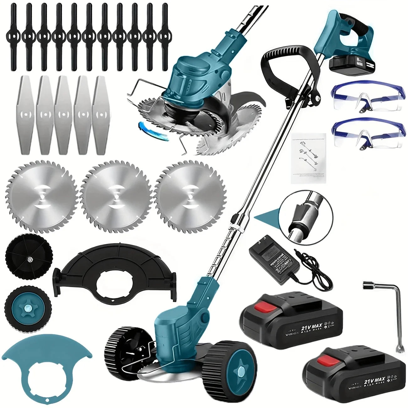 Cordless Lawn Trimmer And Edger With Brush Cutter And Mower