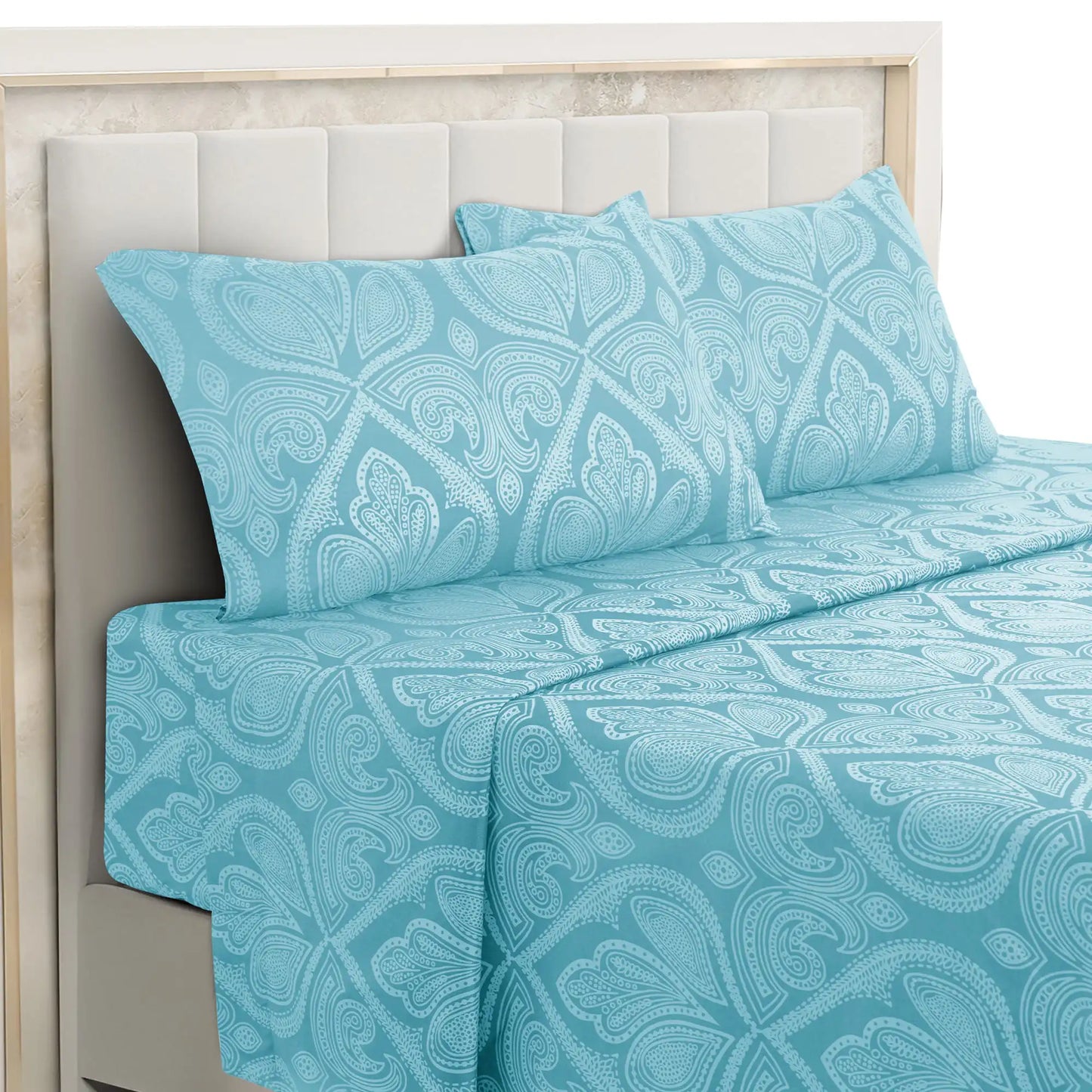 Lux Decor Paisley Bed Sheet Set Microfiber Wrinkle Resistant