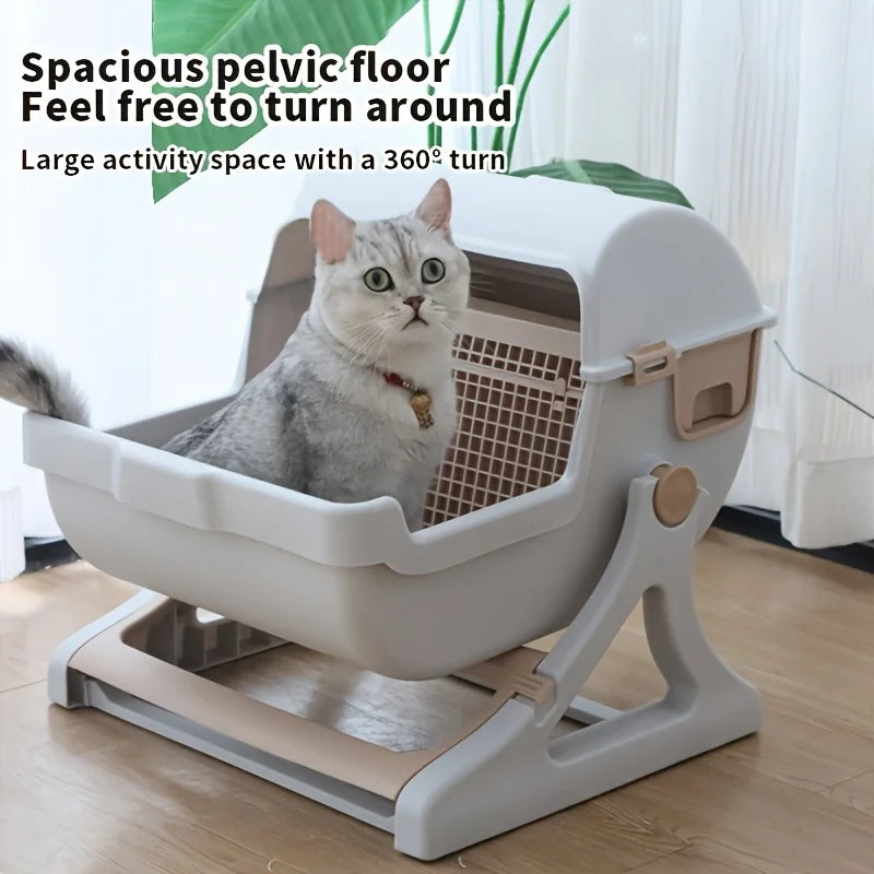 Lazy Cat Litter Box Odor Proof Leak Proof Durable Design With Removable Grid
