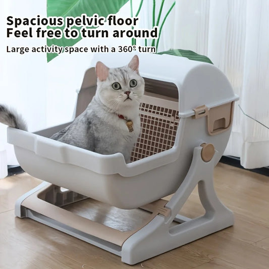 Lazy Cat Litter Box Odor Proof Leak Proof Durable Design With Removable Grid