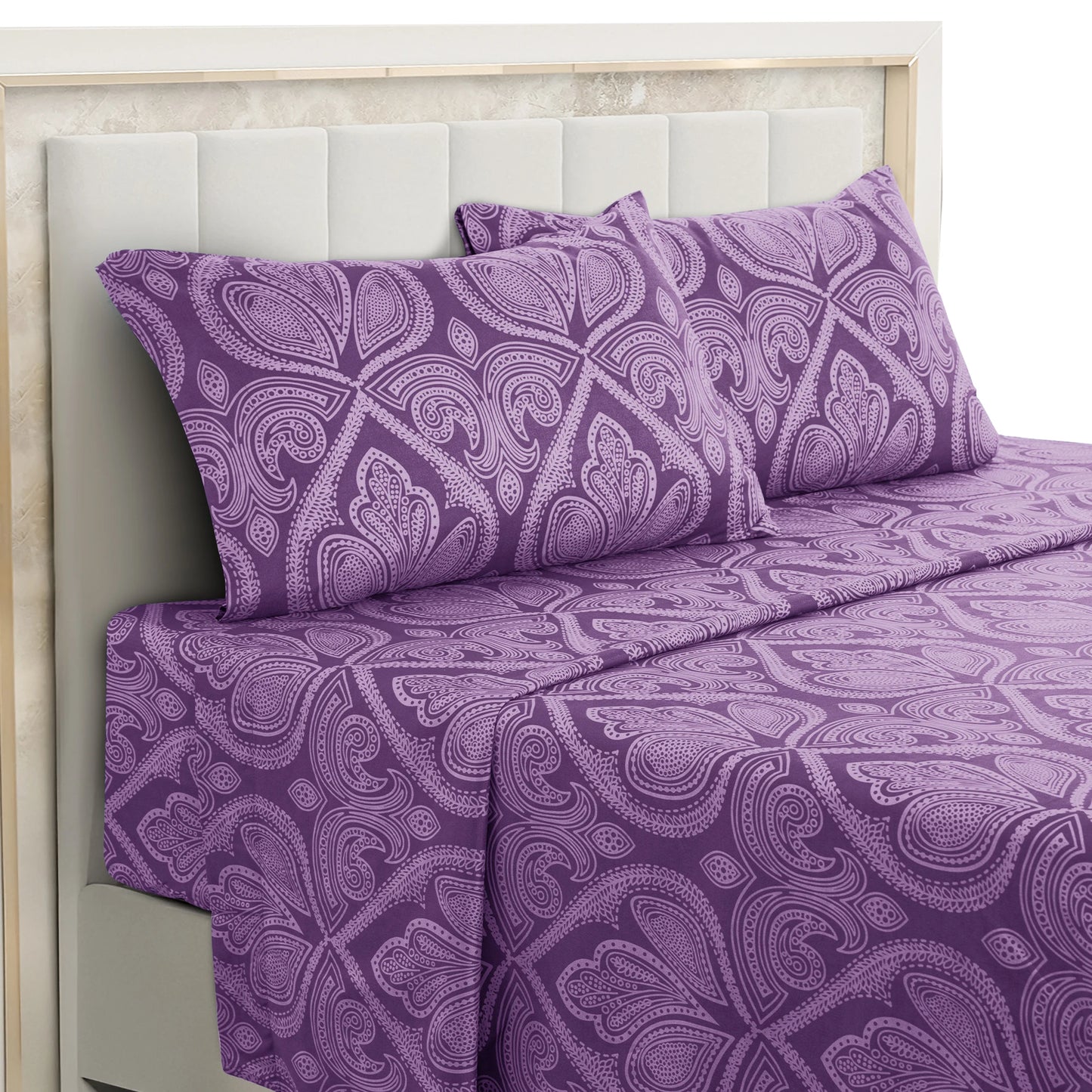 Lux Decor Paisley Bed Sheet Set Microfiber Wrinkle Resistant