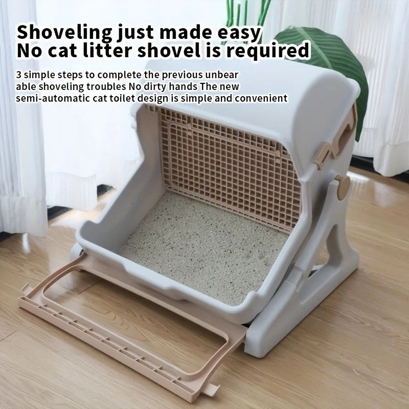 Lazy Cat Litter Box Odor Proof Leak Proof Durable Design With Removable Grid