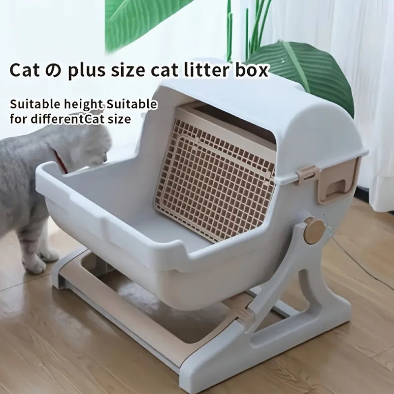 Lazy Cat Litter Box Odor Proof Leak Proof Durable Design With Removable Grid
