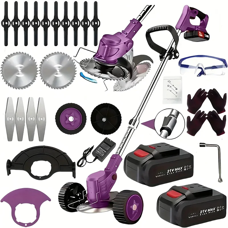 Cordless Lawn Trimmer And Edger With Brush Cutter And Mower