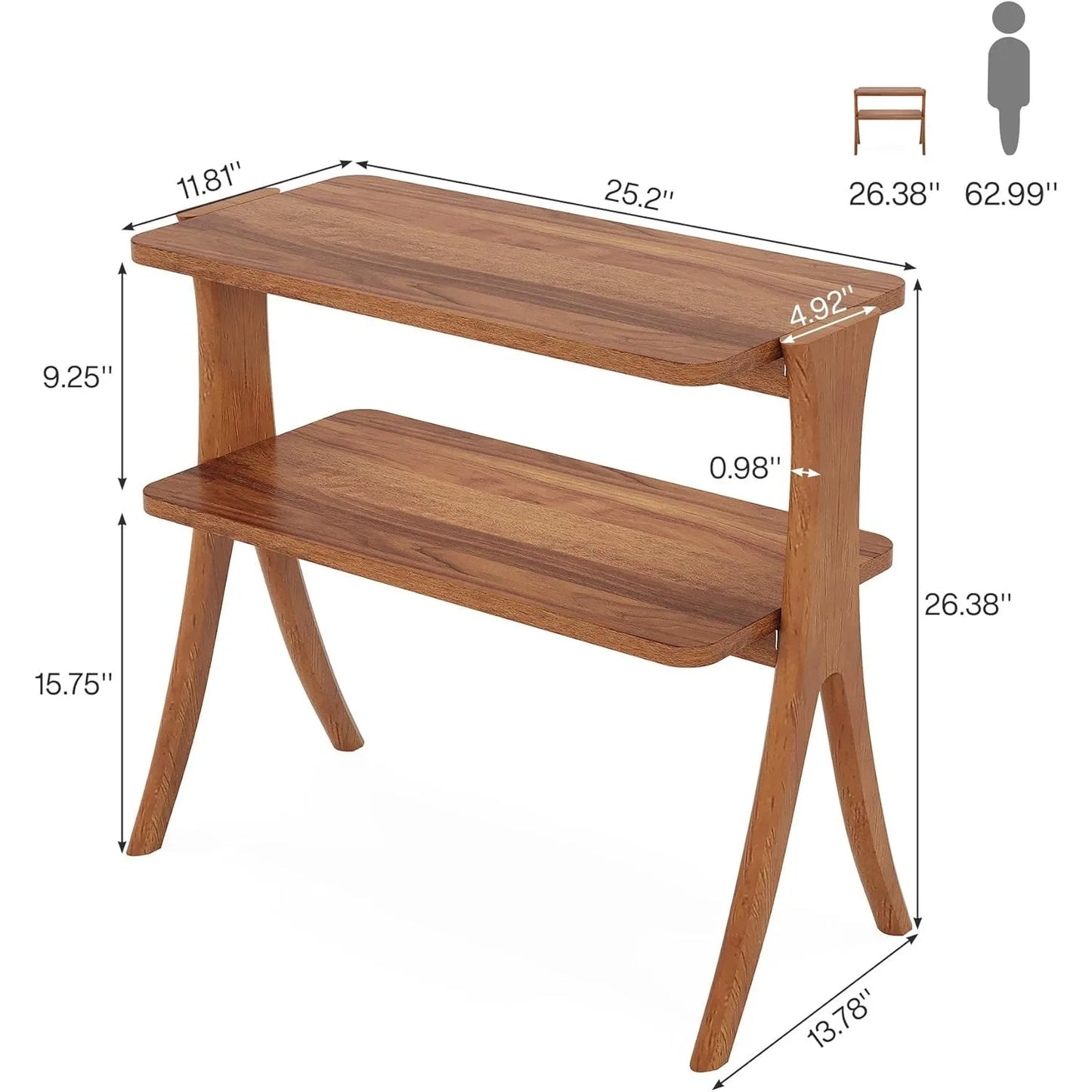 Little Tree Farmhouse Side Table With 2-Tier Storage