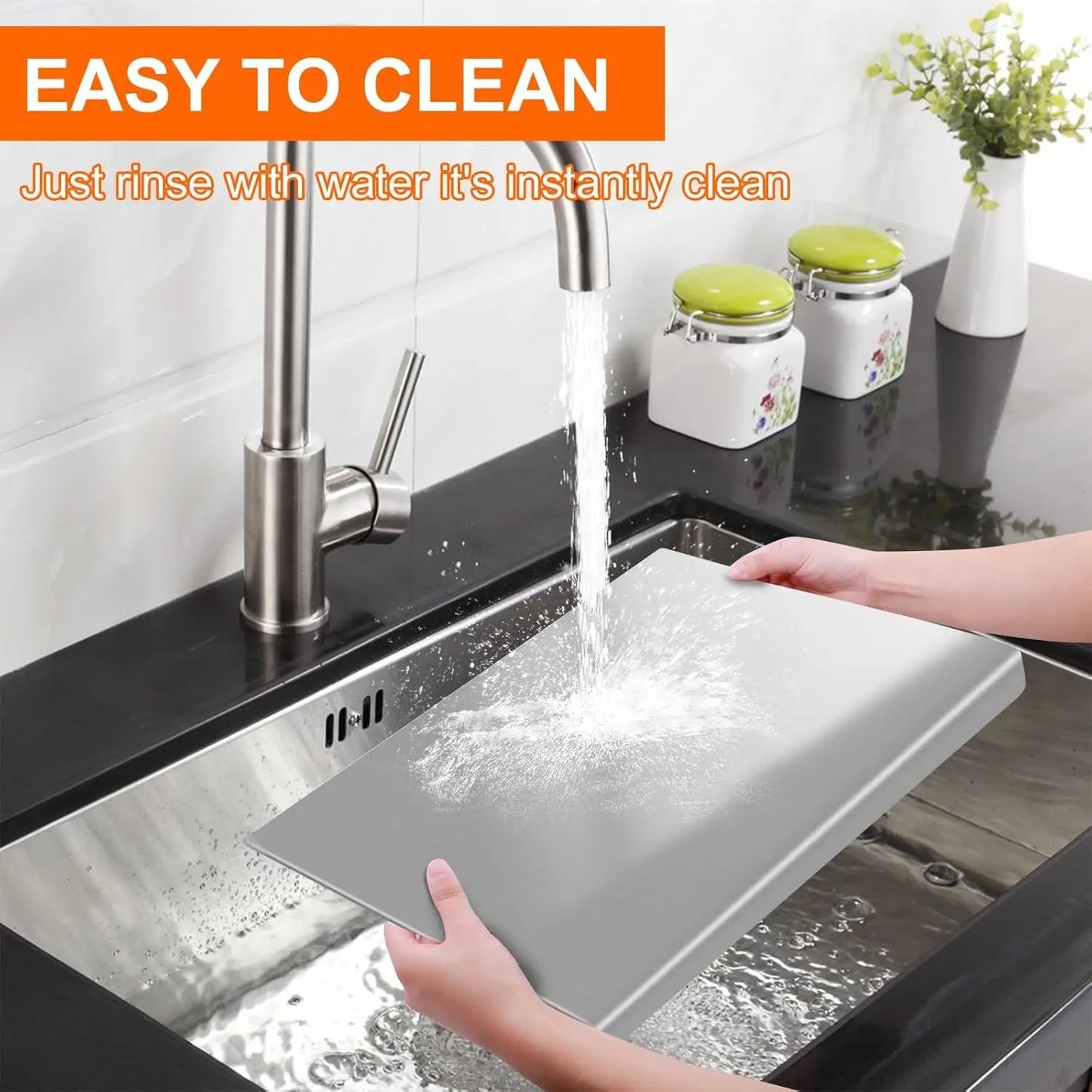 Stainless Steel Cutting Board With Lip For Kitchen Over Sink Chopping