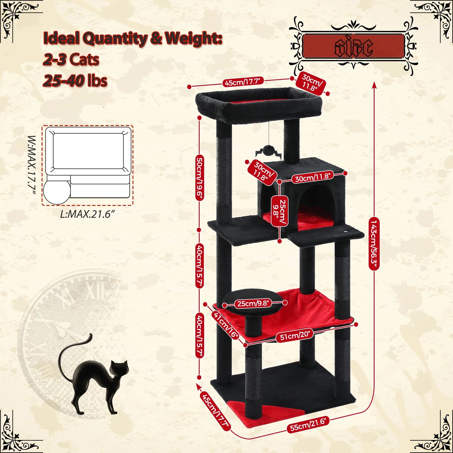 PAWZ Road Gothic Indoor Cat Tree With Hammock And Condo