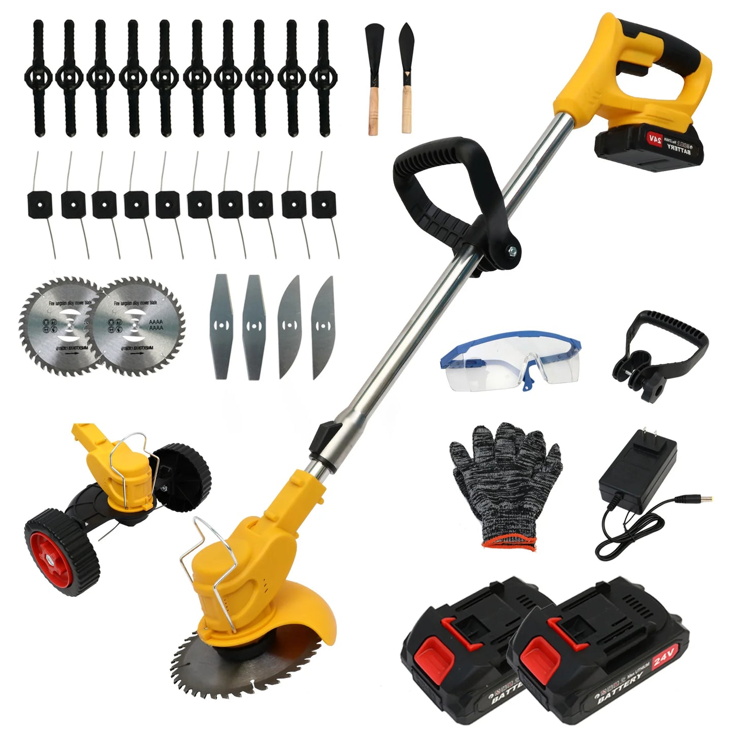 21V Cordless Lawn Mower 3-In-1 Trimmer Edger Brush Cutter Kit