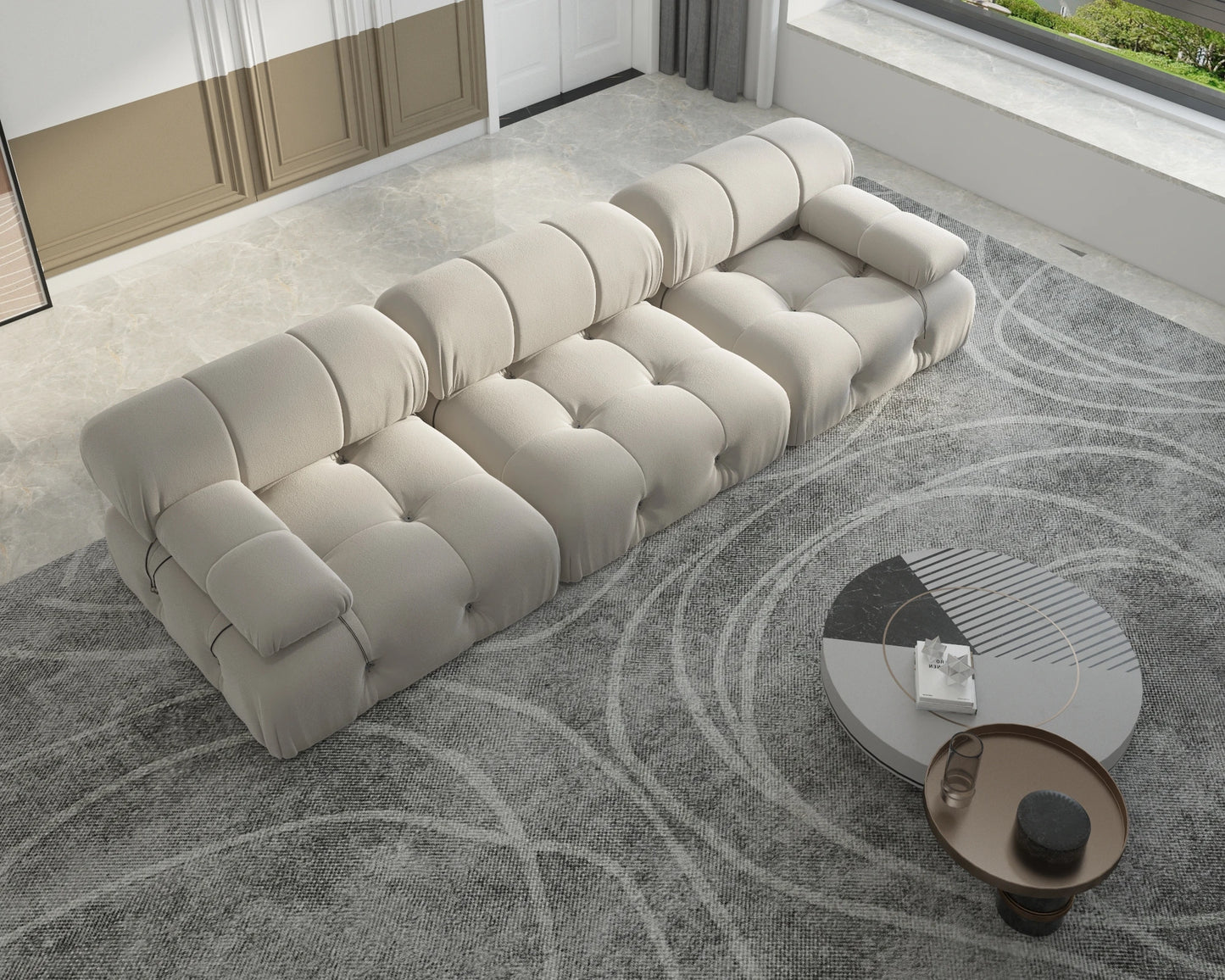 Sdorens Velvet Convertible Modular Sectional Sofa 3 Seats