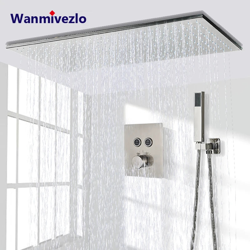 Wanmivezlo LED Brass Rainfall Shower Head Wall Mounted