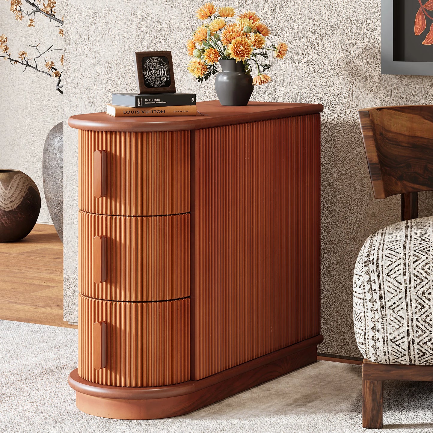 Tribesigns Solid Wood End Table Drawers Modern Sofa Table