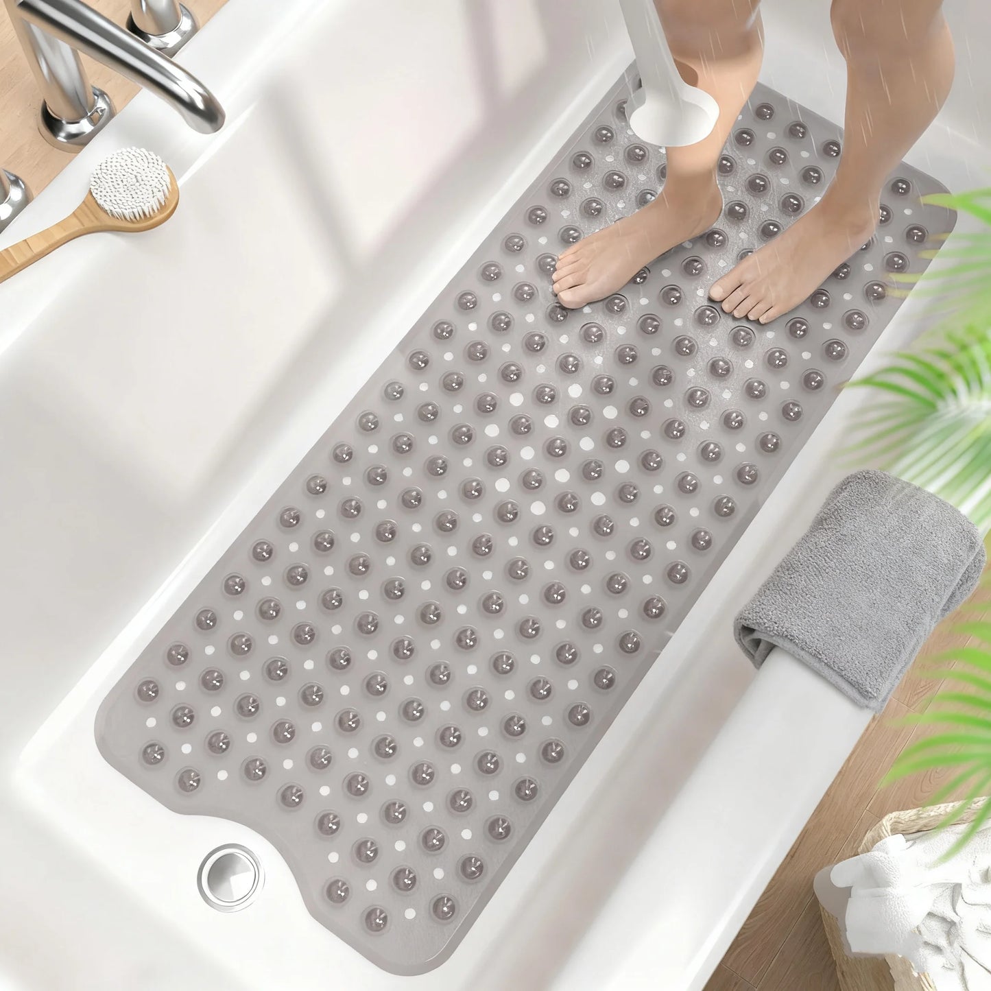 Extra Long Bathtub Mat Non Slip With Suction Cups Holes
