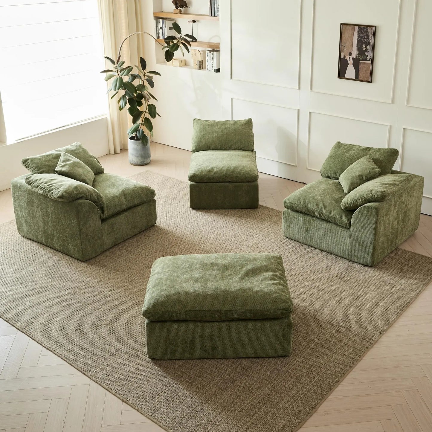 Yeflixvrau Modern Cloud L Shaped Sofa Sectional With Ottoman
