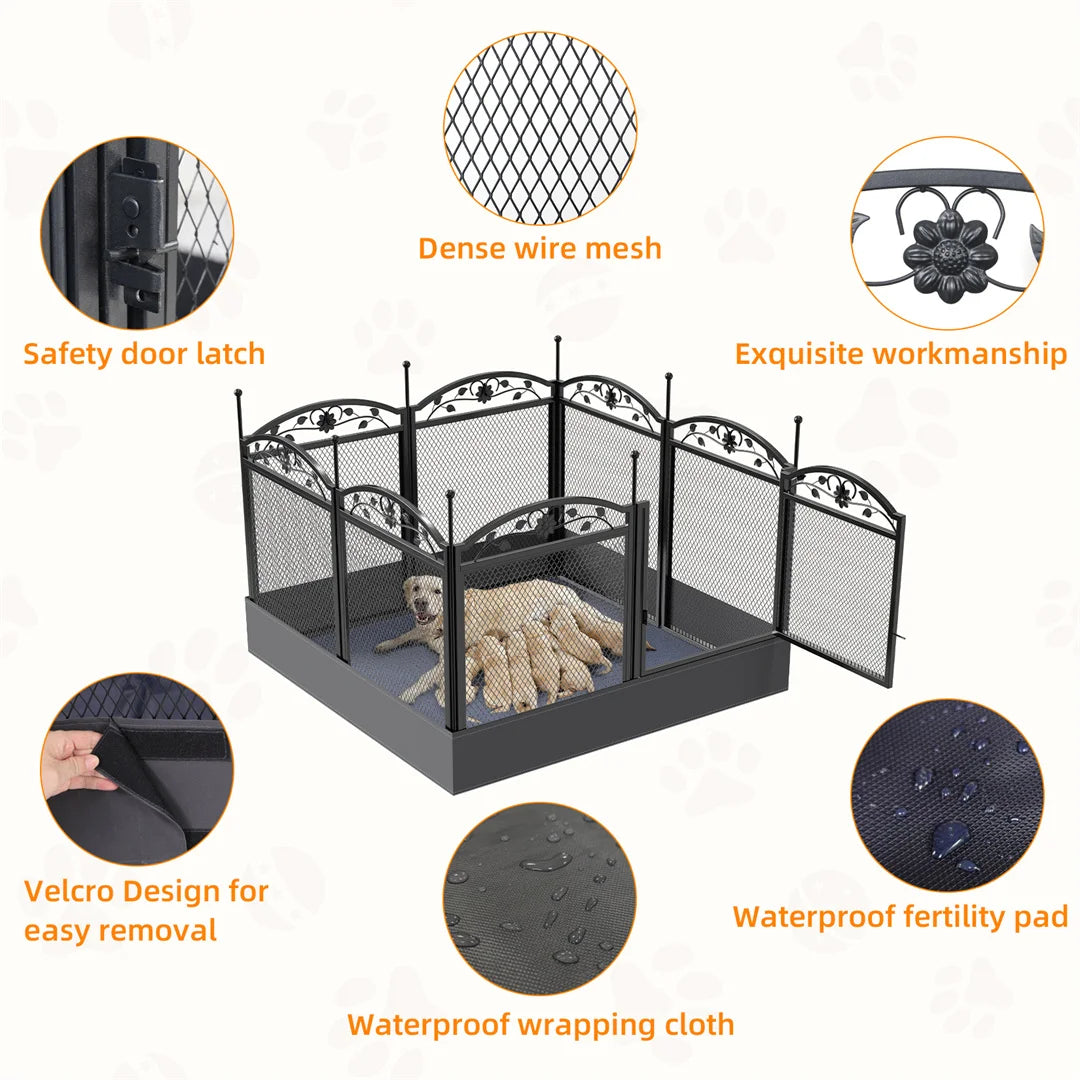 BINGOPAW 8 Panel Heavy Duty Dog Playpen With Waterproof Pad