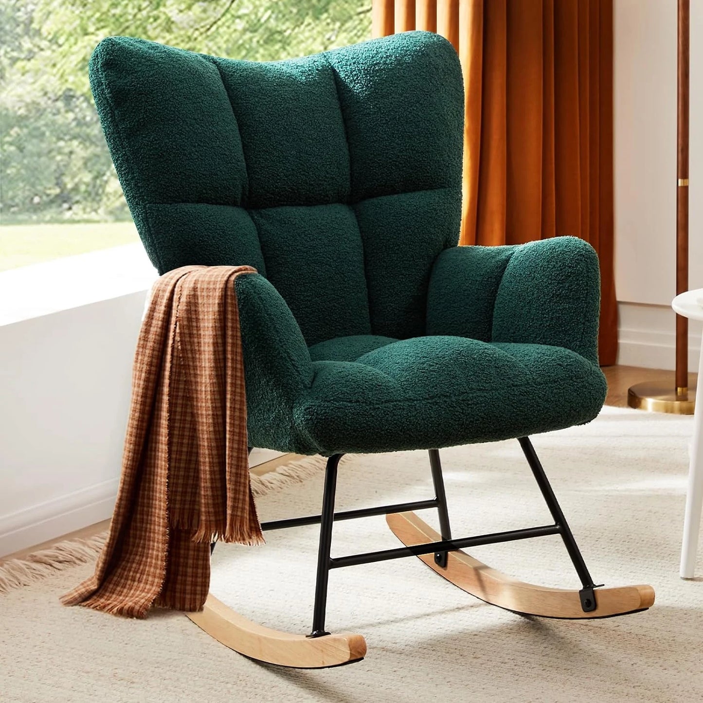 Studyset Modern Upholstered Nursery Rocker Chair With Side Pocket