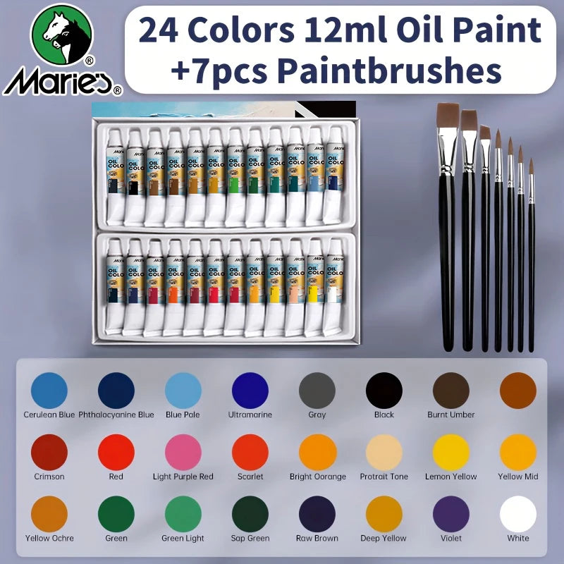 Marie's 31-Piece Oil Paint Set for Artists with Professional Pigments